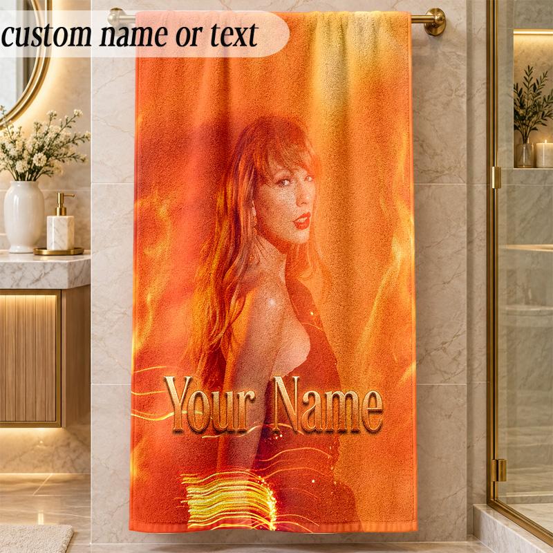 Beach TowelTaylor Swift Custom Name Text Personalized Soft Towel for Beach Pool Indoor Home Decor Gift