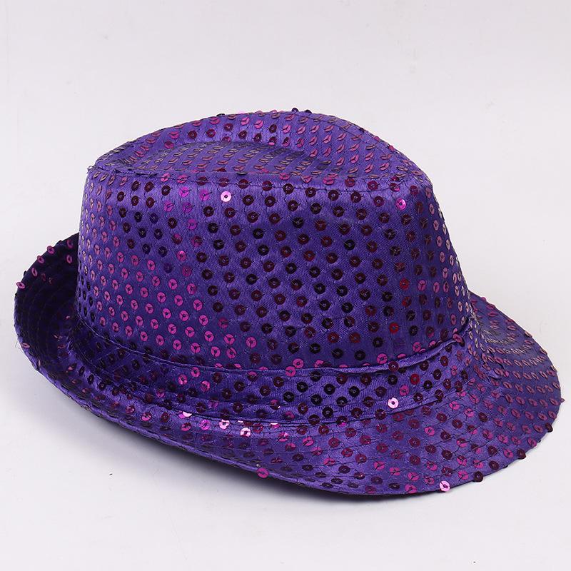 Cappello da donna e uomo con paillettes per spettacoli da festa, cappello da ragazzo e ragazza