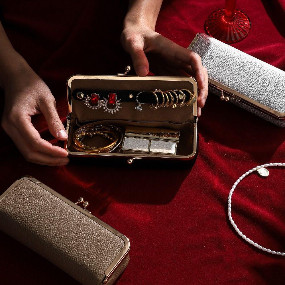 Multifunctional Portable Jewelry Organizer Automatic Closing Makeup Bag  Home Storage