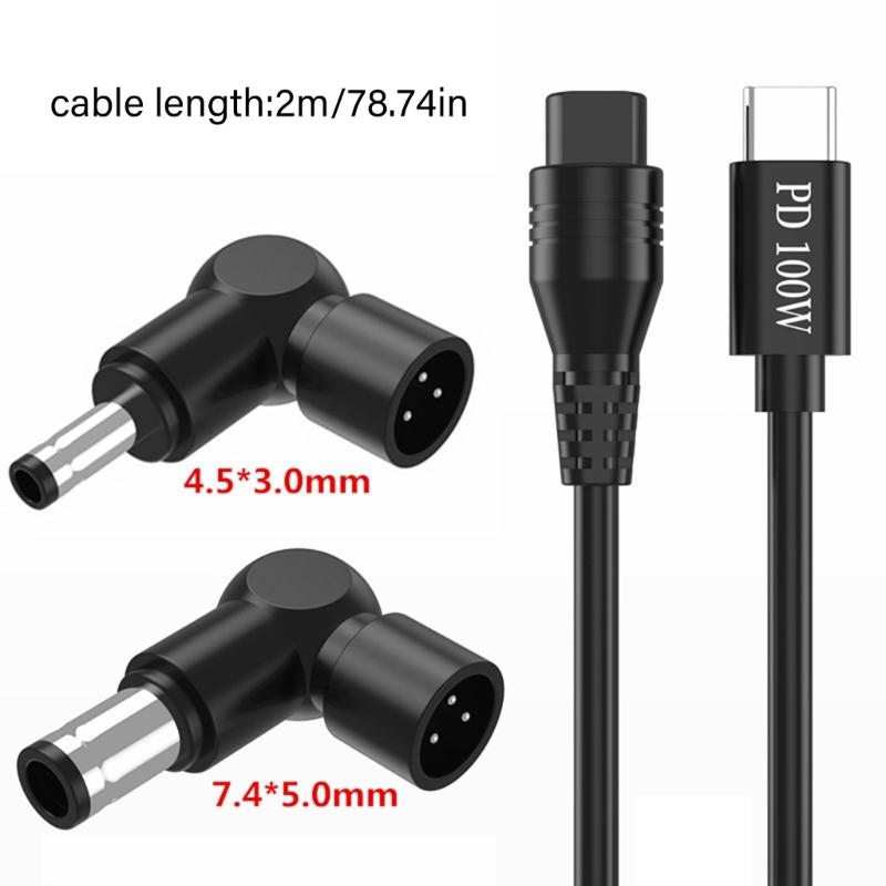 Fast Speed PD100W Charging Cord Type C To Round Tip Adapter 2M Length Lightweight Portable For Office Travel
