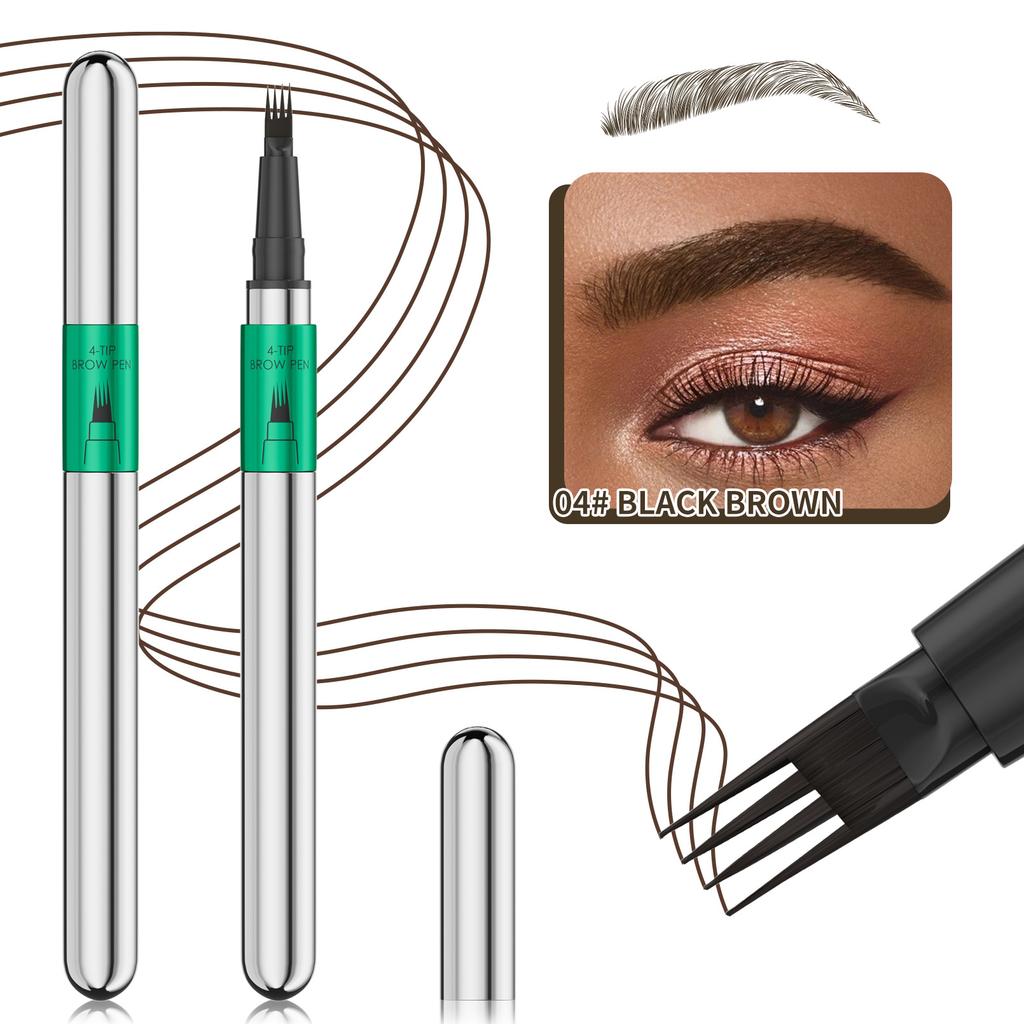 4-Tip Liquid Eyebrow Pencil Smooth Color Waterproof Sweatproof Microblading Brow Pen