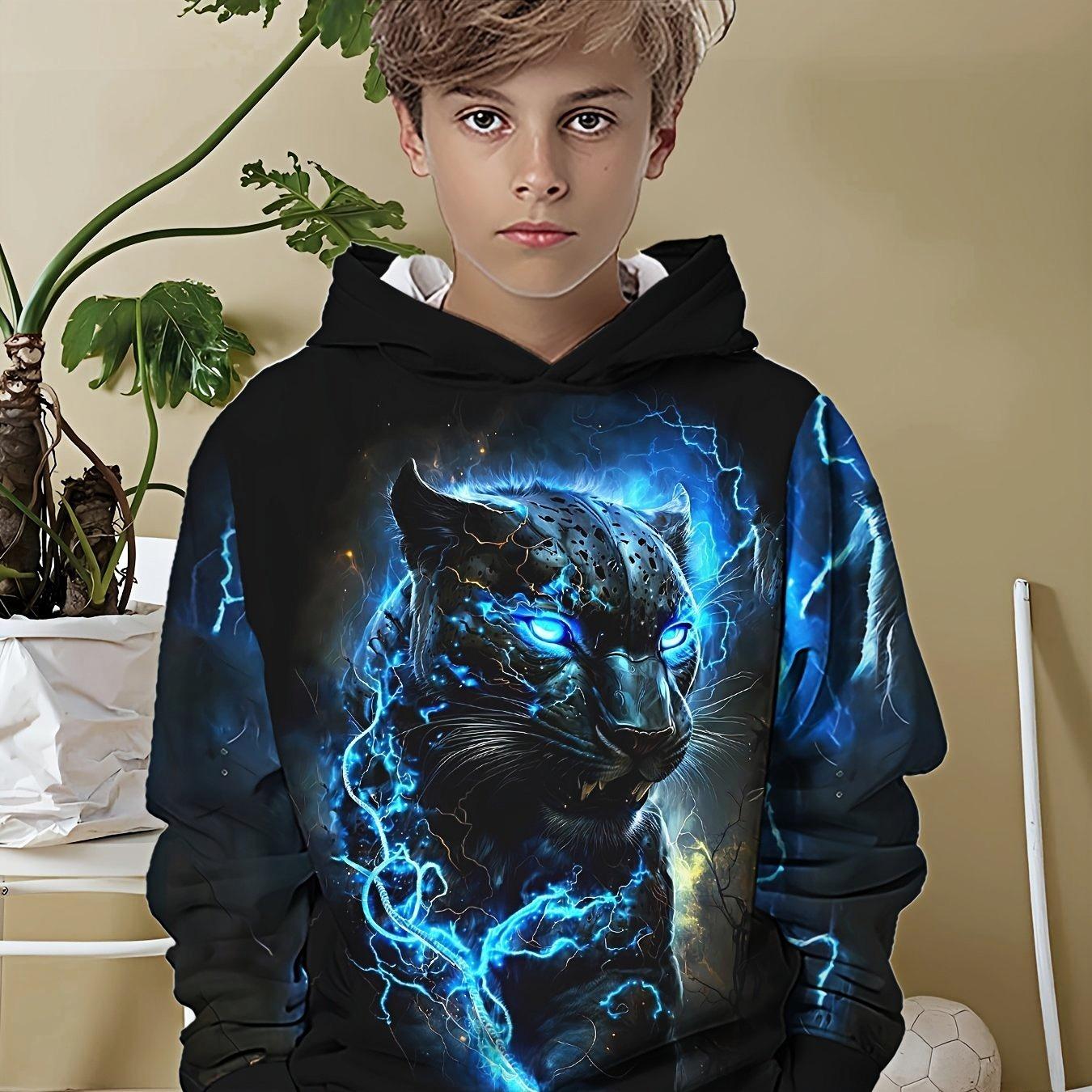 

Boys 3D printed casual fashion hoodie, spring and autumn winter long sleeved pullover, children s clothing 13-14Y