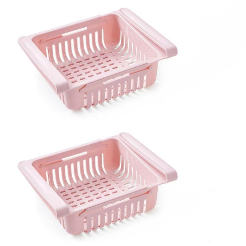 

2pcs/Refrigerator Storage Basket, Retractable Drain Basket, Kitchen Organization Tool, Side-Opening Storage Basket