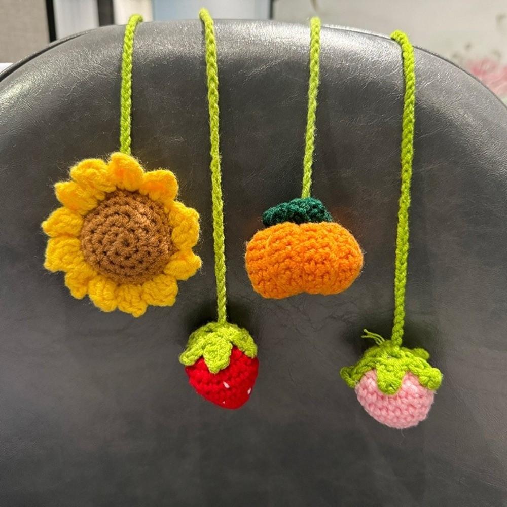 Floral Design Crochet Curtain Tie Back Wool Woven Rearview Mirror Pendant Teachers Gift