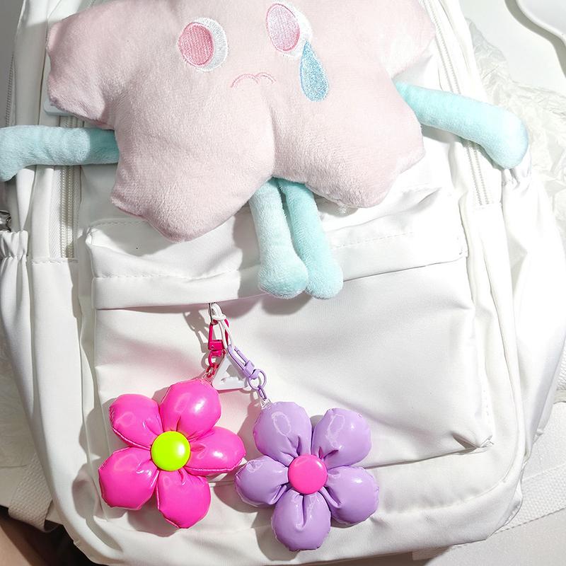 

Милый брелок из искусственной кожи с цветком, милый брелок с цветочным принтом, автомобильные брелки для девочек, школьная сумка, подвеска, украшение для рюкзака