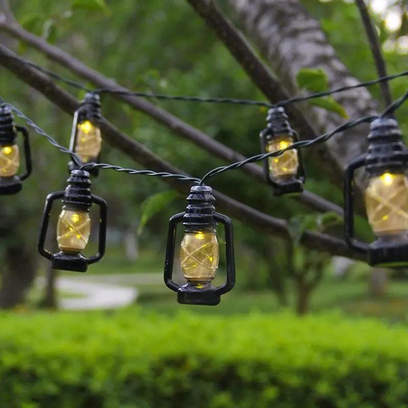 5M-12M Solar Camping Lantern String Lights Mini Kerosene Lamp 8 Modes For Indoor And Outdoor Garden Holiday Decoration Battery Power 2M/3M/5M