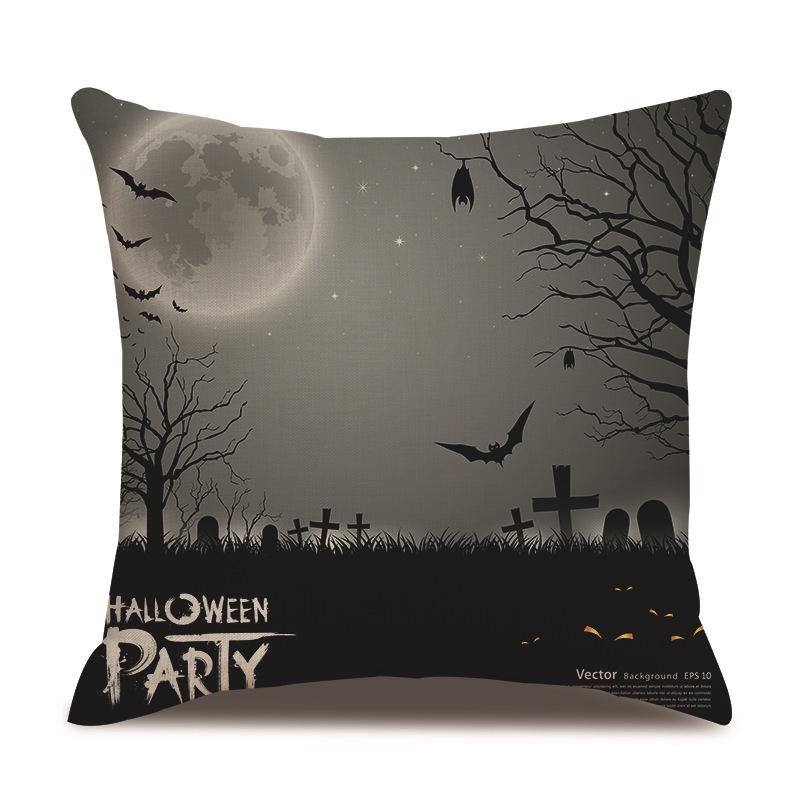 Halloween Linen Pillow Cover Printed Pillow Cover