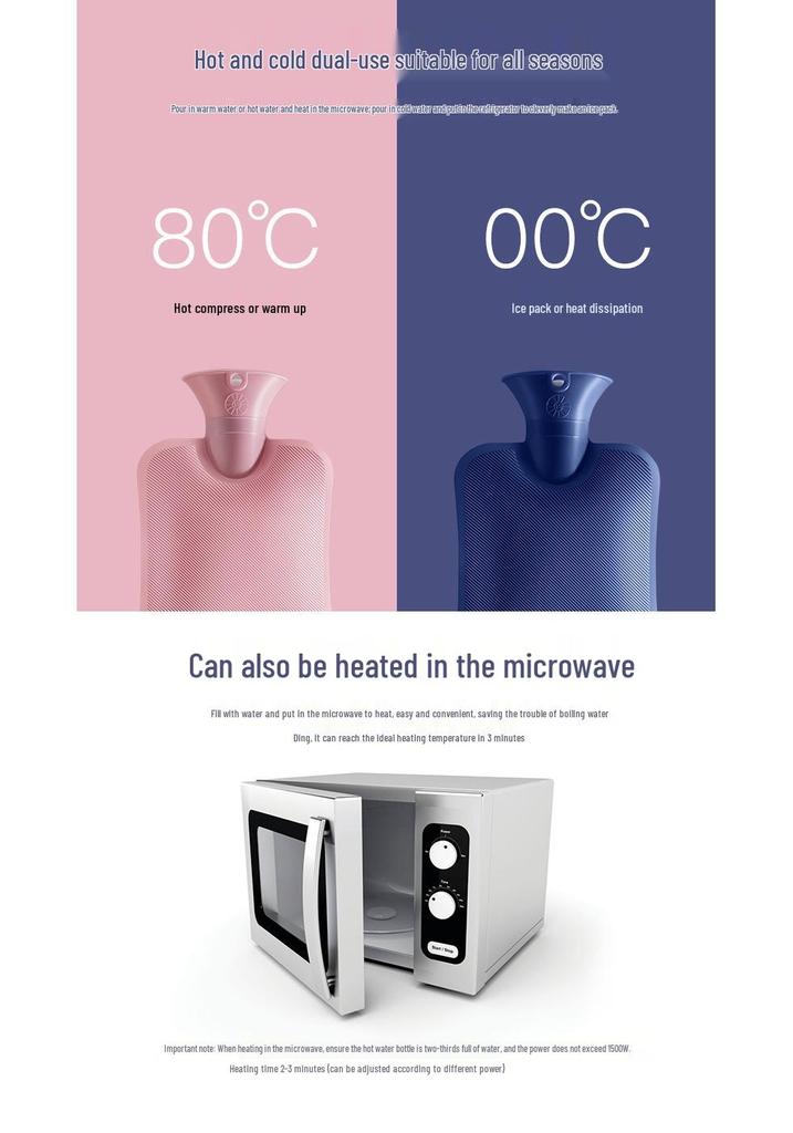 Transparent PVC Hot Water Bottle, Portable Stomach Warmer, Large Size, Plush Fabric, Cute Design, Ideal for Students.