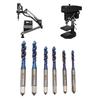 Set de burghie cu filet de 6 bucăți pentru robinet cu filet, standard SUA, cu flaut spiralat, orificiu pentru șurub, robinet Nano acoperit cu albastru pentru R
