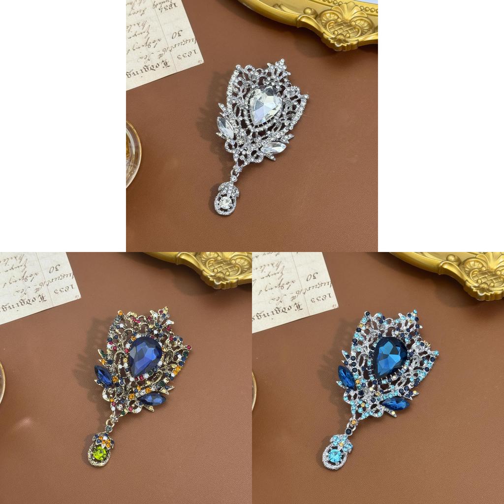 Vintage Crown Water Drop Brooch With Alloy Material For Elegant Festive Wear