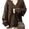 Trendy Loose Fit Women's Cross Stitch Knit Sweater