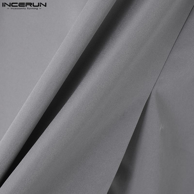 INCERUN Men Collarless Long Sleeve One Button Blazer Casual Oversized Thin Suit Coats