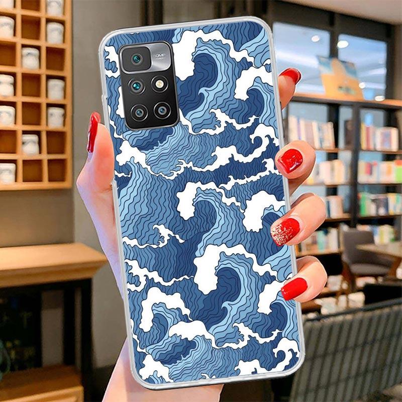 Japanese Style Wave Art Cover Phone Case For Xiaomi Poco F7 Ultra X7 X6 X5 Pro M7 Redmi 15C 15 13C 13 12C 12 10C 10 9A 9C 9T 9 S