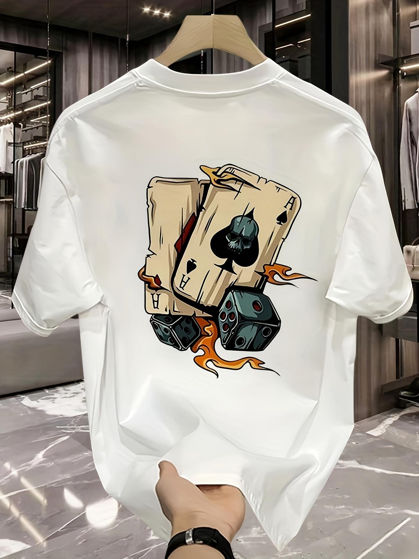 Mens Printed TShirt  Loose Large Summer Casual Short Sleeve Top Cartoon Game Controller and Flame Pattern S