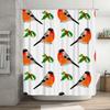 Bright Red Bird Christmas Shower Curtain Decorative Watercolor Bath Mat Set Floral Flower Print Home Bathroom Decoration 180x240