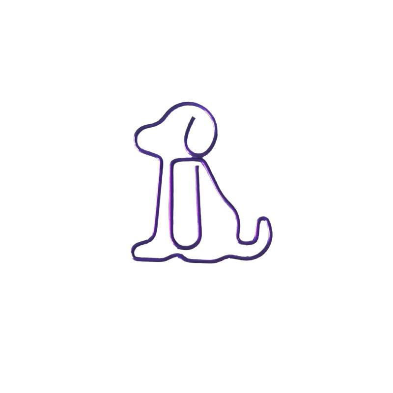 Colored Dog-Shaped Paperclip Set - Metal Cartoon Office Clips