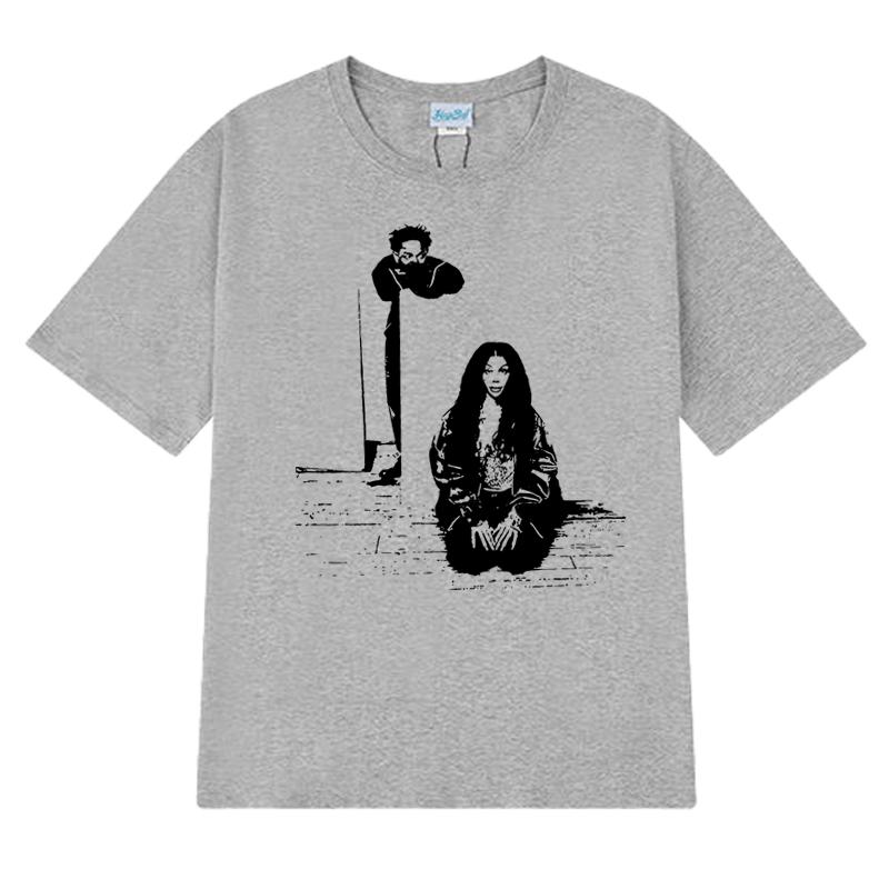 Kendrick Lamar Sza Tour 2025 Printed T Shirts Men Women Rapper Vintage Short Sleeve T-shirt Summer Unisex Casual 100% Cotton Top