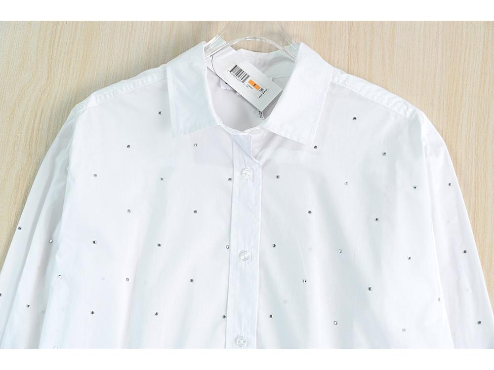 Siqi Women's Spring Rhinestone Long-Sleeve Casual Shirt