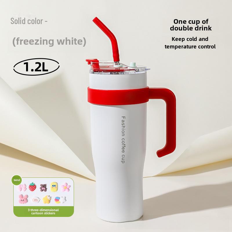 

Популярная женская термокружка большой емкости с трубочкой – портативная, с вакуумной изоляцией 1250ml