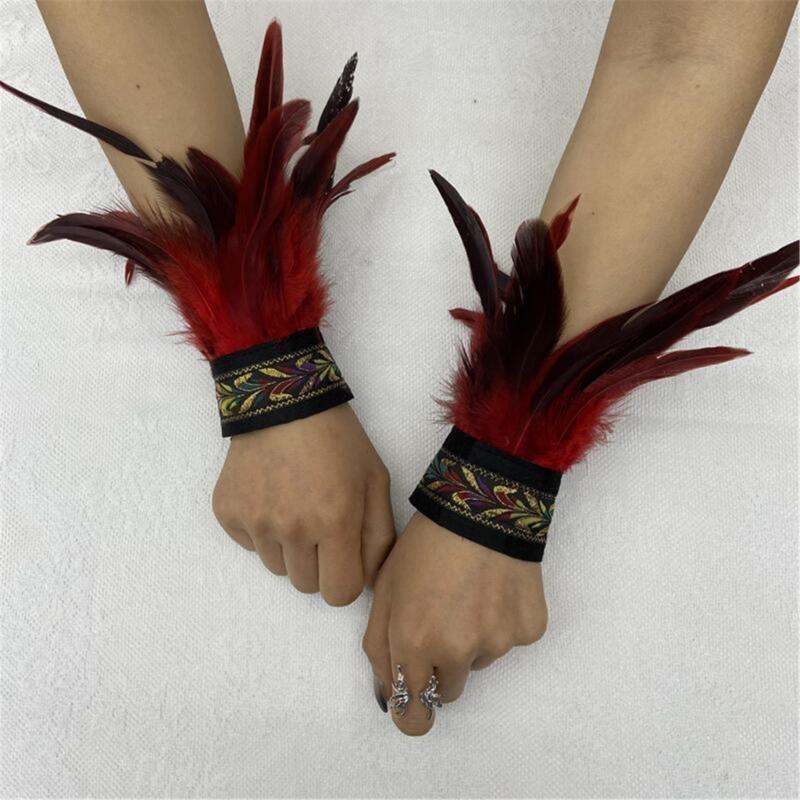 Ethnic Wrist Cuffs Vintage Women Men Cosplay Costume Accessory Feather Wristband Feather Wristband Vintage Bracelet