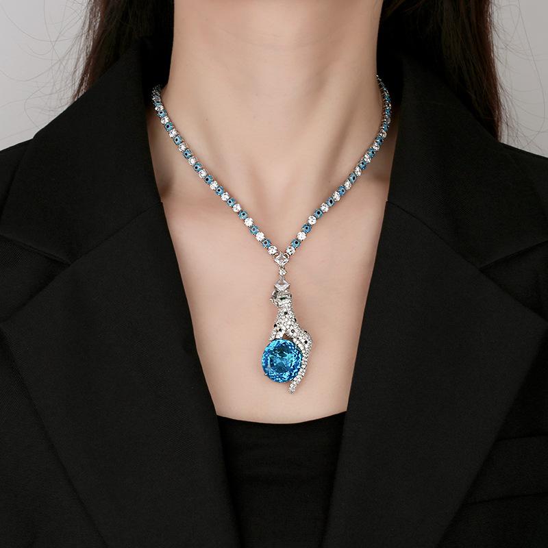 Jewelry Copper Gold Plated Simulation Color Treasure Round Versatile Chain Universal Chain Female 45 + 5Cm