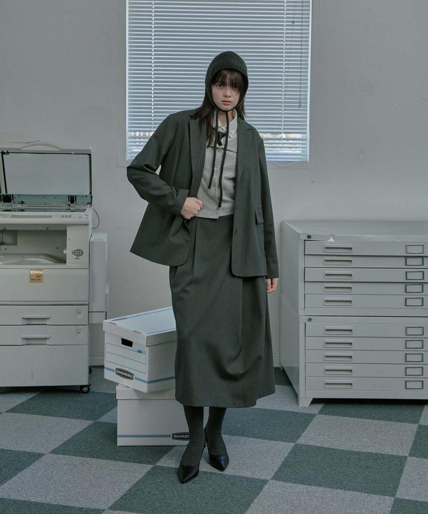 Mualeumoa Wool Bland Pin Tuck Wrap Skirt - Charcoal