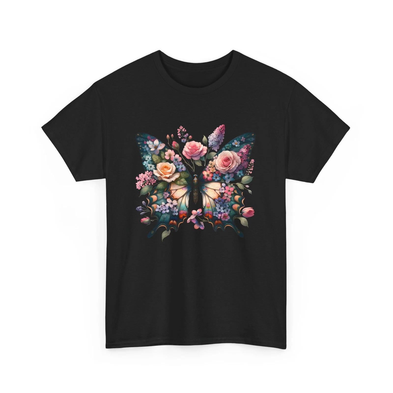 Pastel Colors T-Shirt | Soft Spring Hues & Floral Beauty Tee | Butterfly Shirt XL