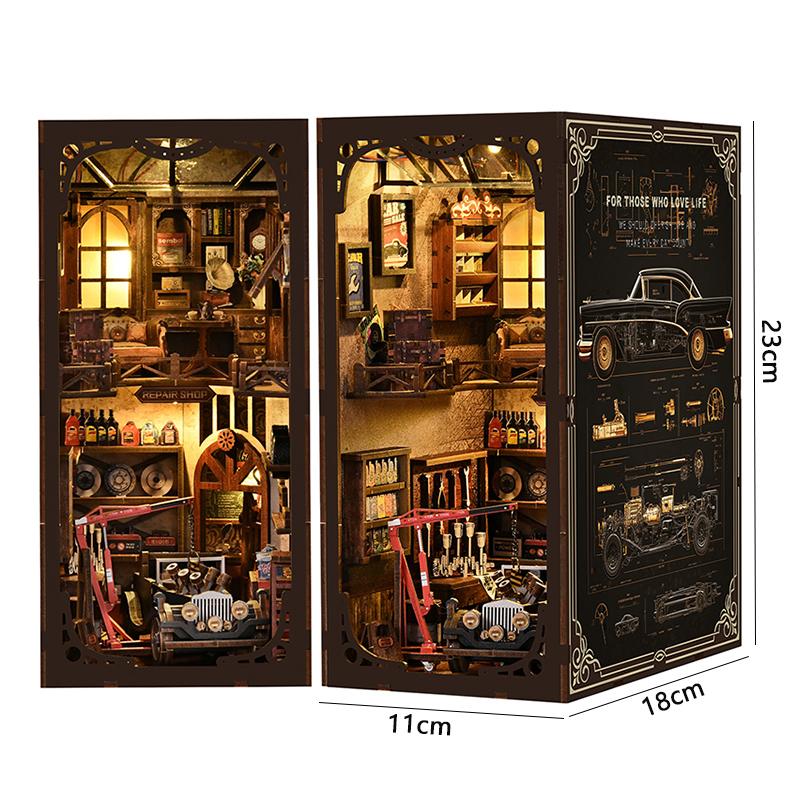 DIY Wooden DollHouses Book Nook Shelf Insert Kits Miniature Model Kits The Alley Waiting For The Cat Bookend For Friends Gifts