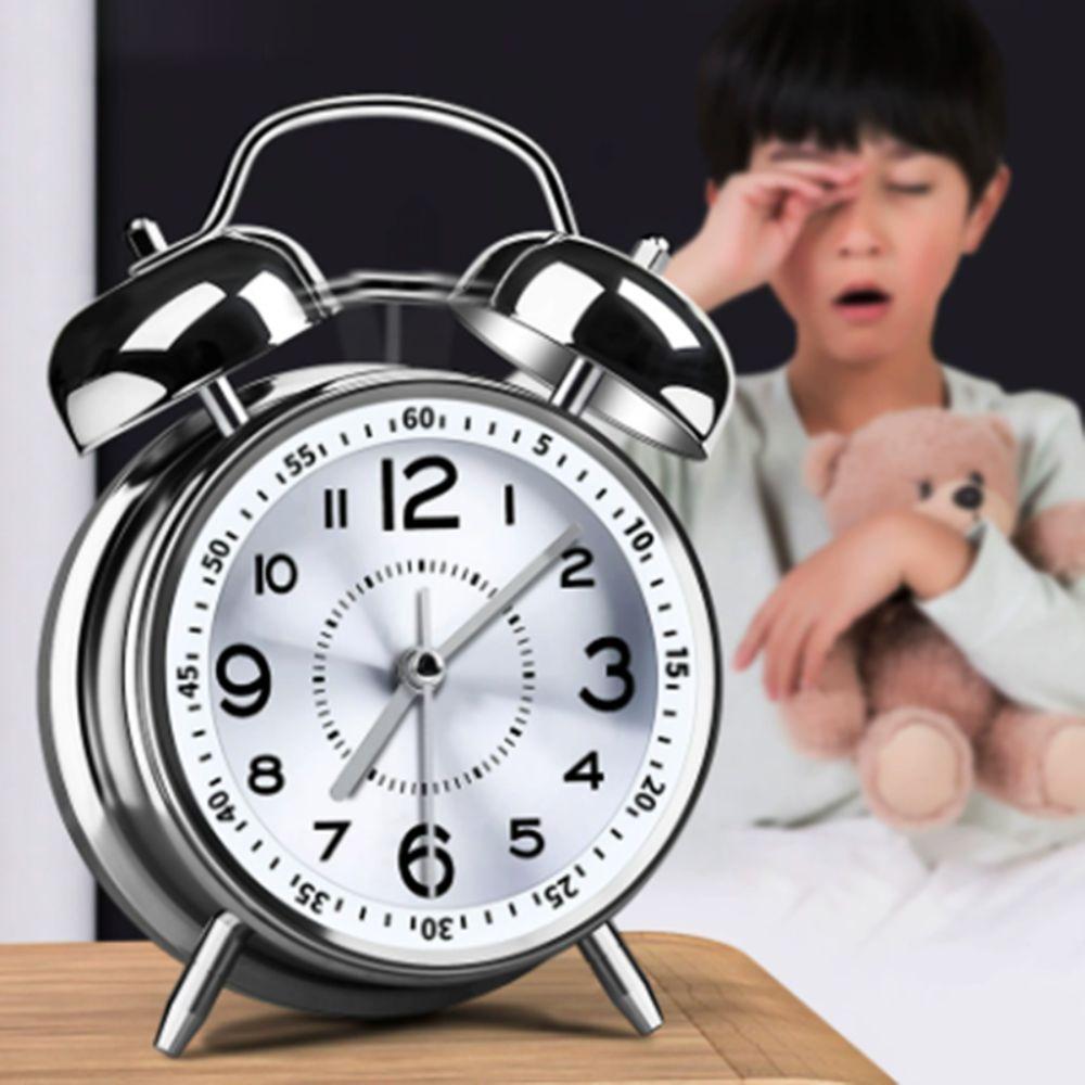 Metal Frame Bedroom Alarm Clock with Night Light Loud Alarm Clock Twin Bell Alarm Clock Desktop