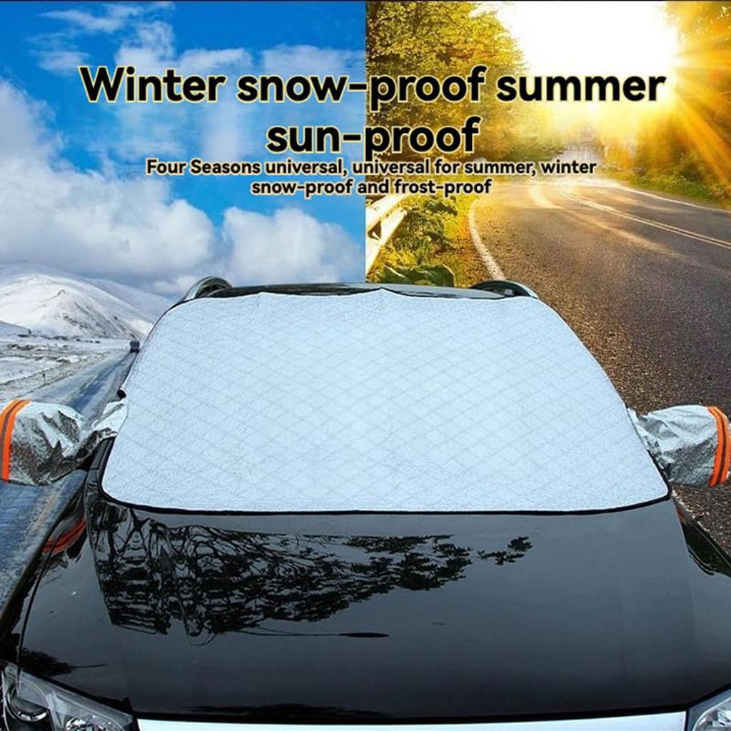 Car Windshield Cover, Snow Cover With Side Mirrors Cover, Windshield Shade With Magnetic Edges For Car SUV CRV Trucks