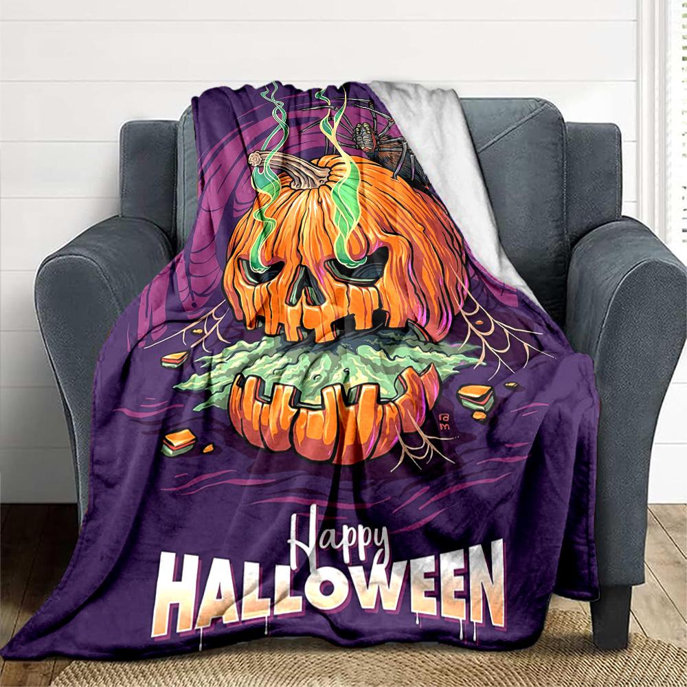 1PC Halloween Pumpkin Blanket, Throw For Sofa, Bed, Travel, Printing Blanket With Soft And Warm Fabric Yy250918188