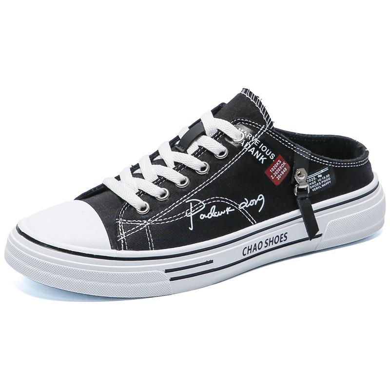 Autumn new breathable bag head drag men's canvas shoes casual men's shoes half drag student tide shoes