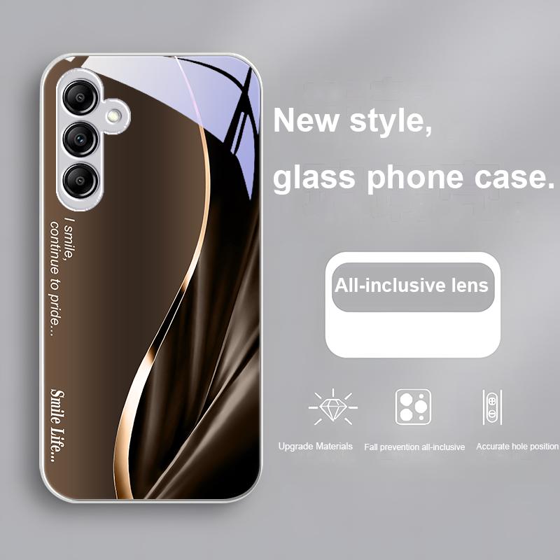 

Glass phone case for Samsung Galaxy A01 A02 A03 Core A04 A14 4G A13 A54 A34 31 20 25 23 22 5G S21 Ultra S20 Smile blue purple Samsung A10