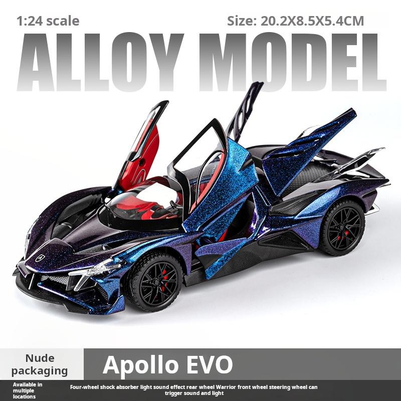 1:24 Apollo EVO God of the Sun Alloy Sports Super Car Model Die-Cast Simulation Collectible Decoration Car Lovers Light & Sound