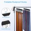 Resovo Belt Hanger for Closets, Holds up to 42 Belts, Belt Organizer with 14 Hooks, Durable Wood Belt Rack for Closet Organizer and Storage, Black, 1