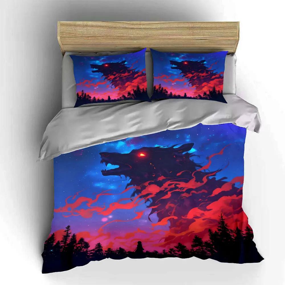 "Fantasy Wolf Art Decor Set" Soft Comfortable Duvet Cover Bedding Set Included 1*Duvet Cover & 2*Pillowcases gift