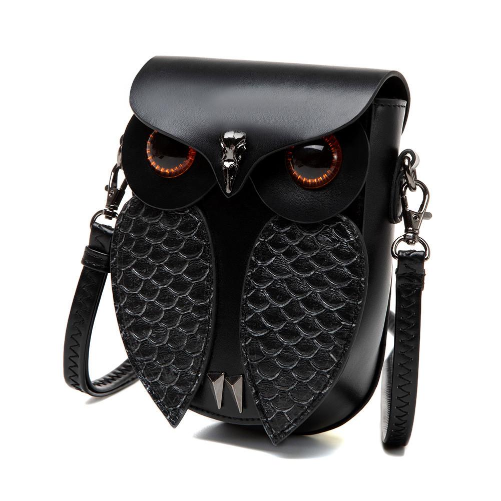Steampunk Owl Pu Ladies Shoulder Bag With Zipper Pouch For Daily Use