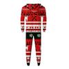 Christmas Print Family Matching Hooded Long Sleeved Zippered Jumpsuit Set