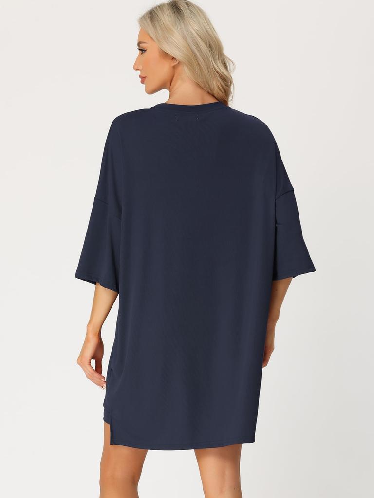 Cheibear Pajama Knit and Size L Women's 2-Piece Set, Soft, Loose-Fit T-Shirt Shorts, Loungewear, Yoga, Blue,