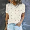 Einfaches und personalisiertes gepunktetes Sommer-Damen-T-Shirt mit Rundhalsausschnitt und kurzen Ärmeln, modisches und vielseitiges Alltags-Top