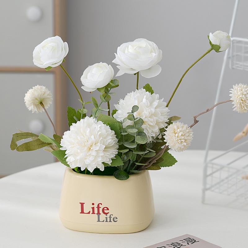 Sunflower Artificial Flower Arrangement - Small Potted Plants & Plastic Bouquets for Living Room and Dining Table Decor