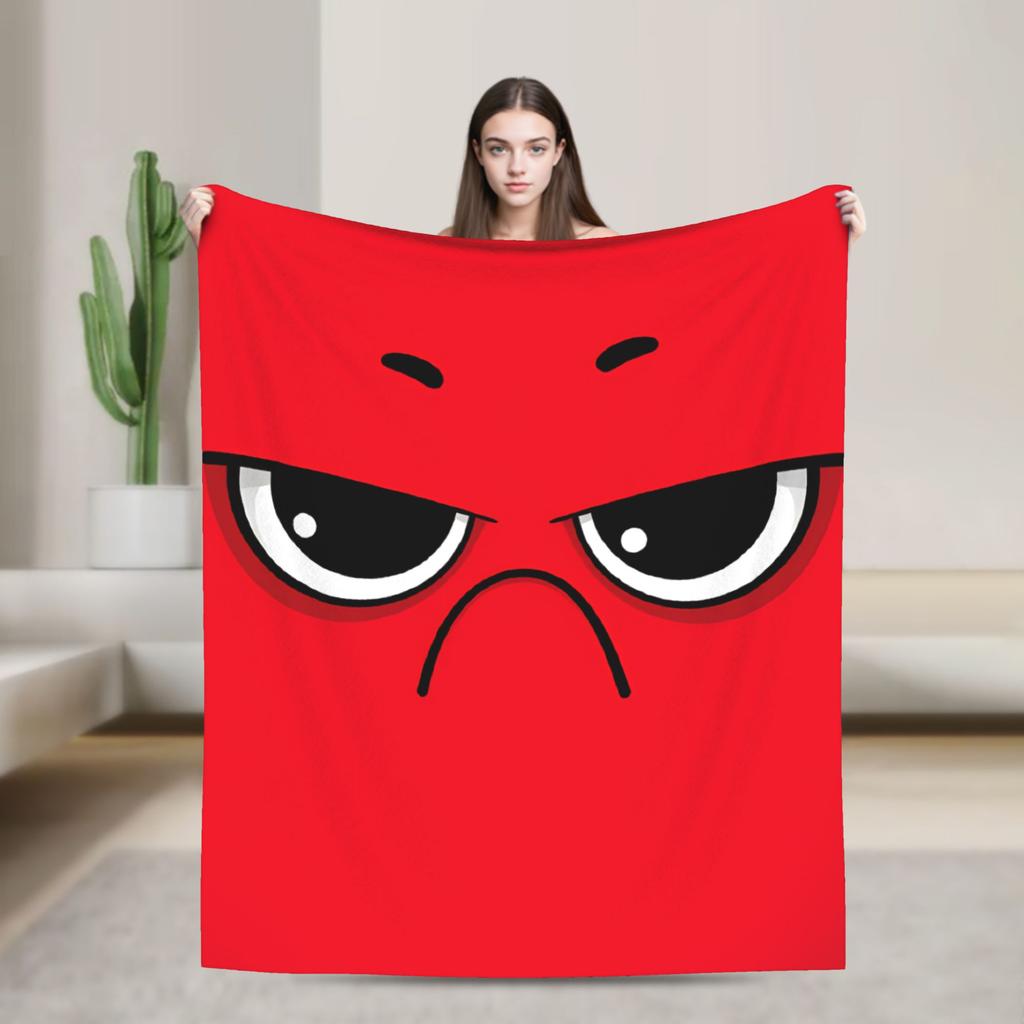 Warm Cozy Throw Blanket Plane Travel An Angry Face And Eyes Funny Meme Blankets Flannel Bedspread For Bedroom Sofa Bed Cover