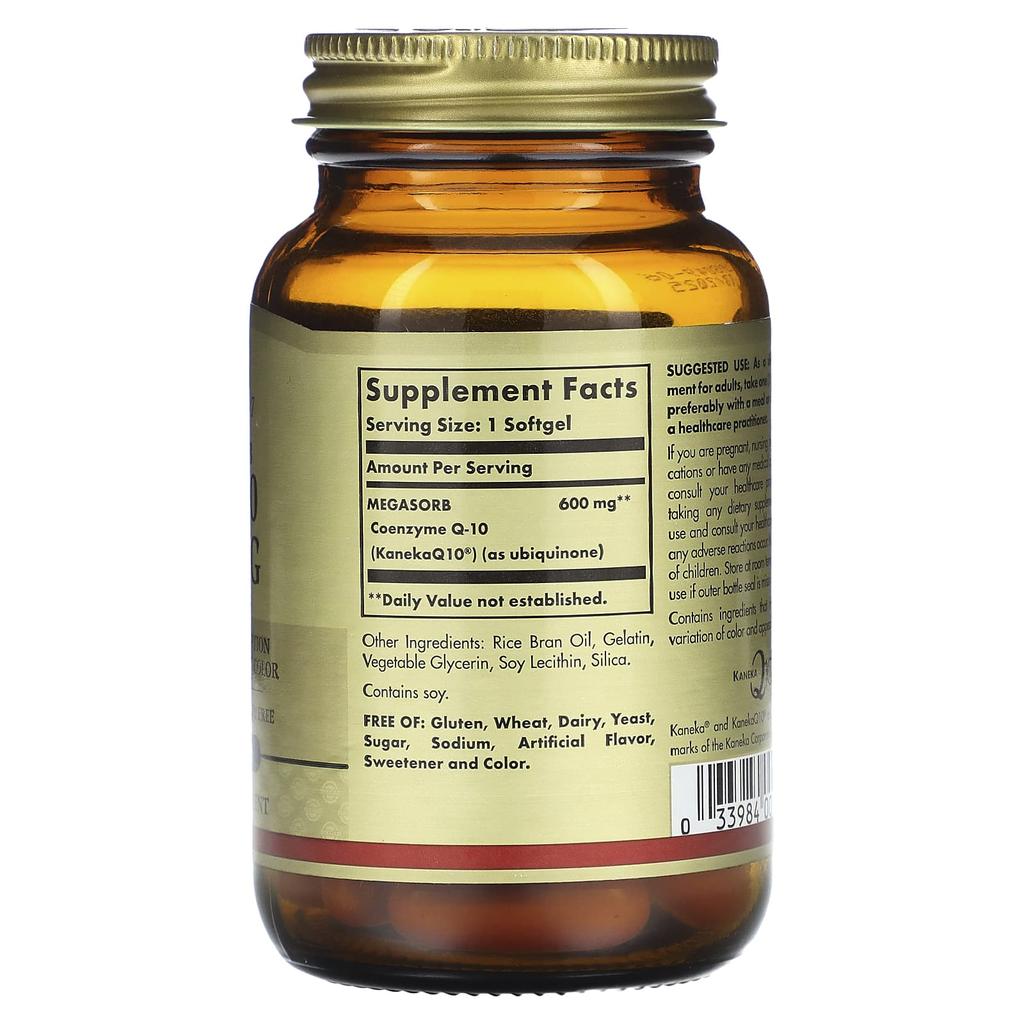 Solgar, Megasorb CoQ-10, 600 mg, 30 mjukelskapslar
