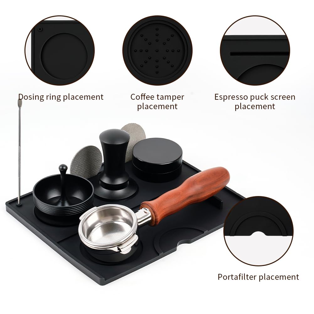 Watchget Silicone Tamper Mat, Espresso Tamping Mat, Coffee Tamper Tool, Stand Tamping Station, Coffeeware Accessories, Non-Slip, Washable, 25 X 20cm