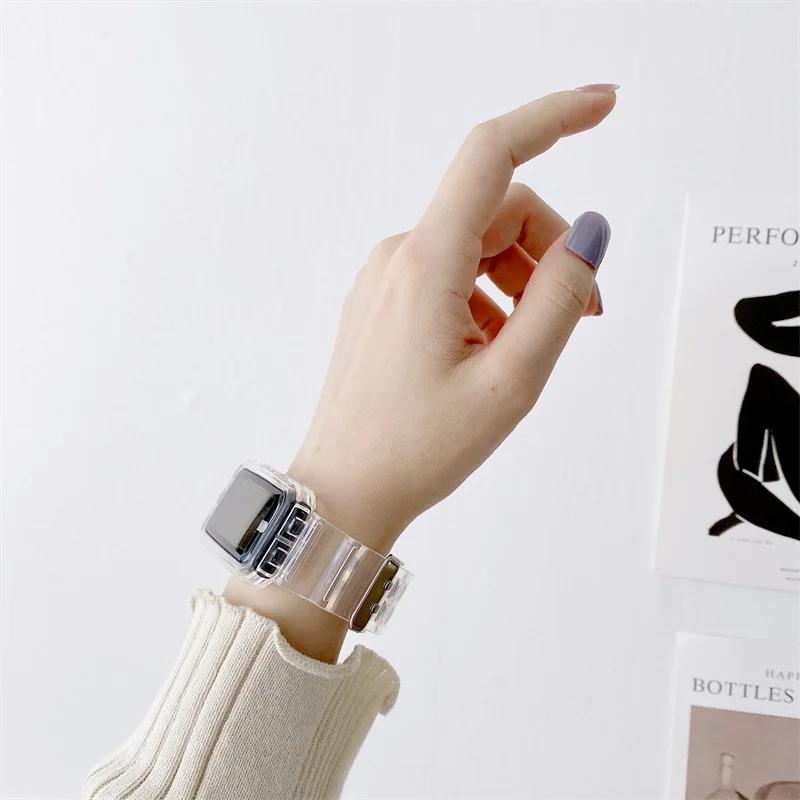 Silicone Strap+Case For Huawei Band 9 8 Transparent Watchband Replacement Bracelet for Honor Band 7 6 Protector Case Accessories