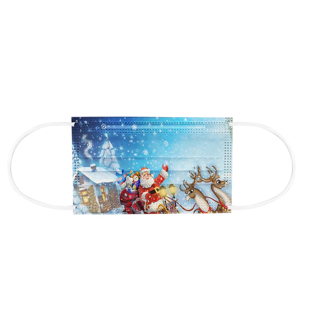 10pc Christmas Print  for  Face Mask Disposable Earloop Mask