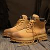 European Station Exit Men's Martin Boots 6 Hole Yellow Boots British Tooling Shoes Autumn and Winter High Top Desert Men's Boots