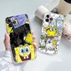 Cartoon Niedlich S-SpongeBob Anime Handyhülle Für IPhone 11 13 16 12 17 14 15 Pro Max Plus Weiche Klare Rückseite Hülle