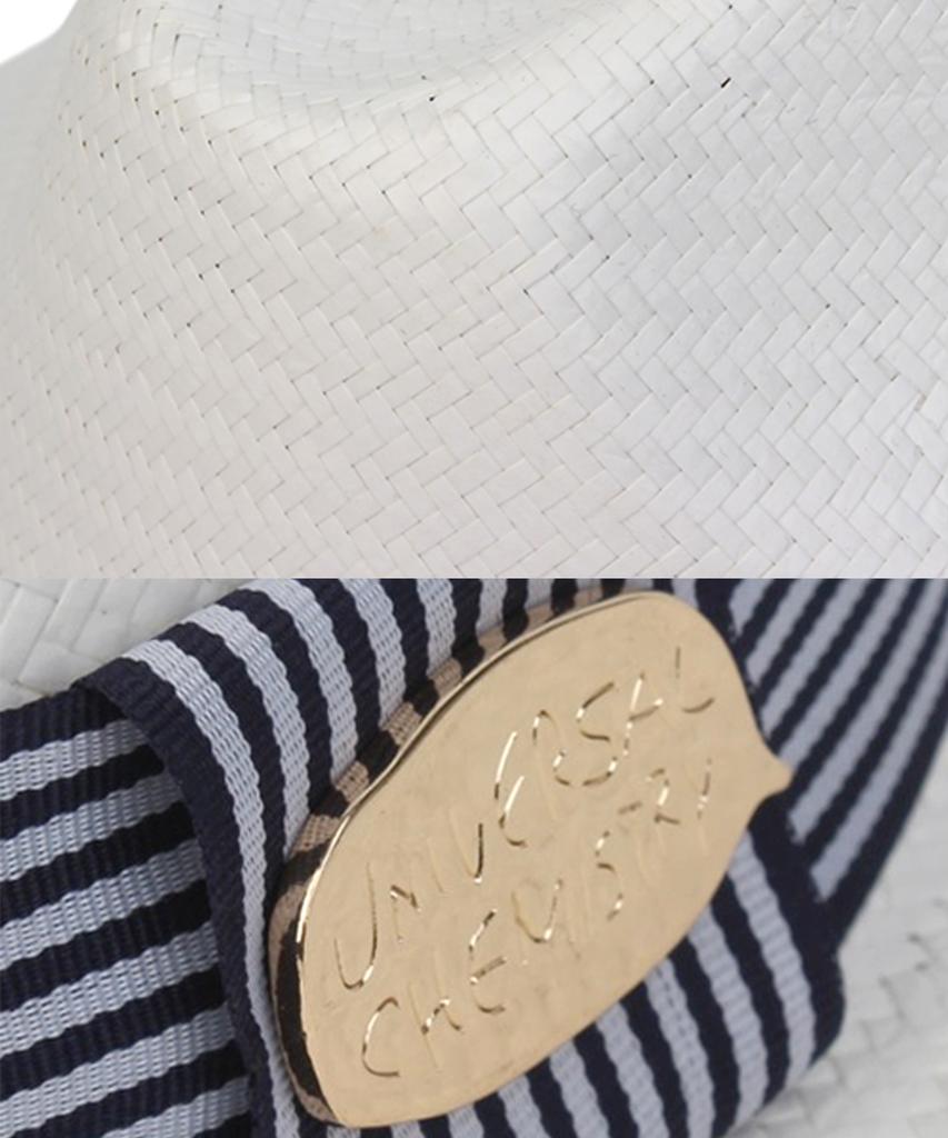 Yunibeosyeolkemiseuteuli Stripe Line Basic White Fedora Summer Fedora