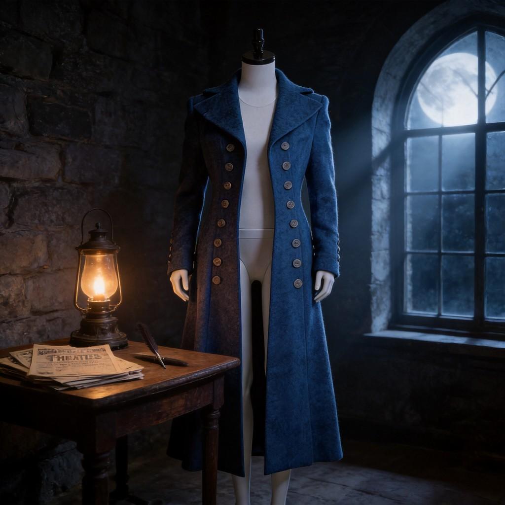 Cappotto Gotico Fantasy da Donna con Design Doppiopetto per Esibizioni sul Palco